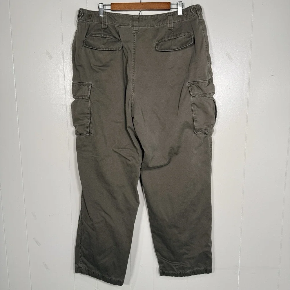 J. Crew Flannel Lined Cargo Pants Mens 40x32 Button Fly Brown Utility‎ Fade Y2k